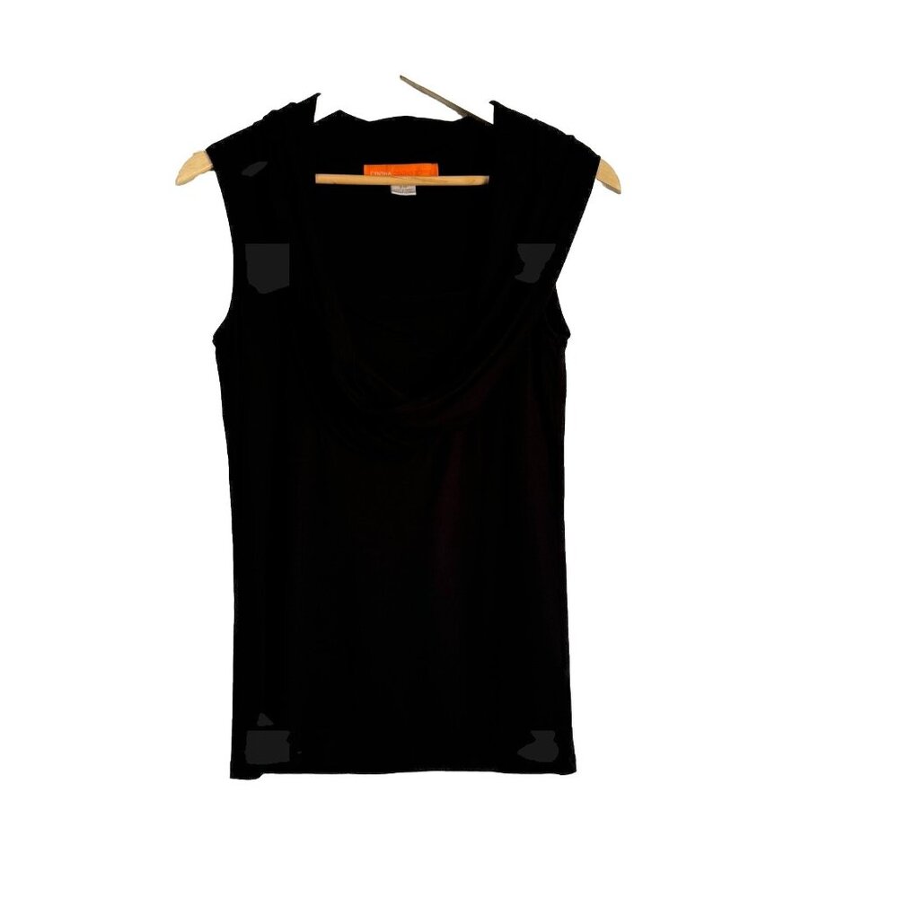 Cynthia Steffe Women’s Small Petite Black Sleeveless Draped Top Quiet Luxury - Picture 3 of 8